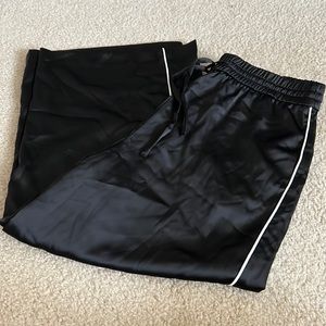 Zara satin wide leg side striped cropped pants